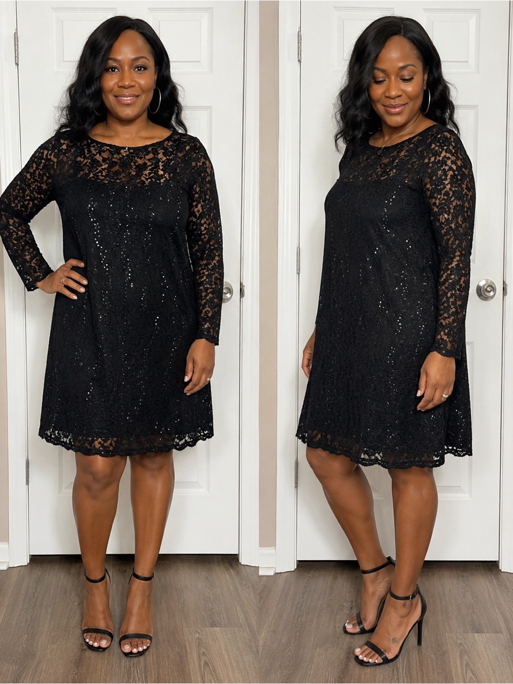 Elegant Black Lace Long Sleeve Dress